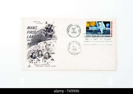 L'alunissage d'Apollo 11 commémorative de 1969 timbres Banque D'Images