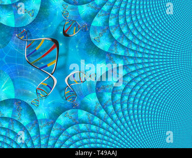 DNA Genetics fractal. Le rendu 3D Banque D'Images