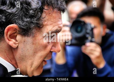 15 avril 2019 - 14 avril 2019 (Malaga Malaga ) l'acteur Antonio Banderas participe une année de plus dans la procession de la Vierge de Lagrimas et favorise aujourd'hui Dimanche de bouquets dans la Semaine Sainte de Malaga Crédit : Lorenzo Carnero/ZUMA/Alamy Fil Live News Banque D'Images