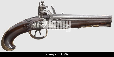 Les petites armes, pistolets, double pistolet à silex, calibre 12 mm, M. Braun, Driedorf, Hesse, vers 1780, Additional-Rights Clearance-Info-Not-Available- Banque D'Images