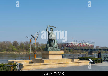 Varsovie, Pologne. Le 6 avril 2019. Une vue de la statue de sirène à Varsovie Banque D'Images