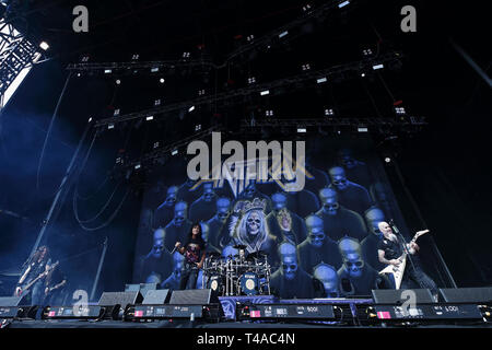 L'anthrax jouer Télécharger Festival à Melbourne, Australie Doté d' : Anthrax, Ian Scott, Charlie Benante, Frank Bello, Joey Belladonna, Jonathan Donais Où : Melbourne, Australie Quand : 15 mars 2019 Source : WENN.com Banque D'Images