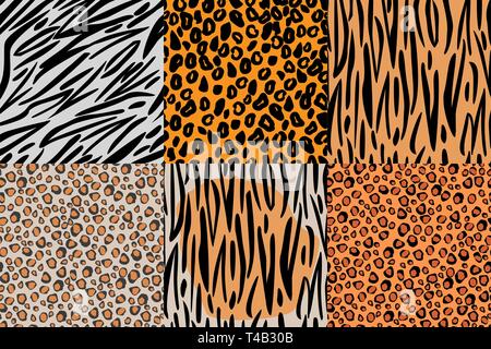 Ensemble de motif transparent imprimé animal. Style d'éviction Illustration de Vecteur