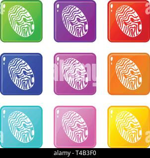 Bouton vêtements linéaire Abstract icons set 9 couleurs Illustration de Vecteur