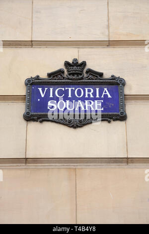 Birmingham - Square Victoria signe. West Midlands, Angleterre. Banque D'Images