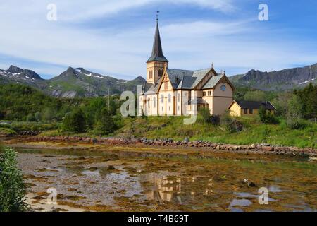 Cathédrale de Vagan Lofoten en Norvège, la municipalité. Banque D'Images