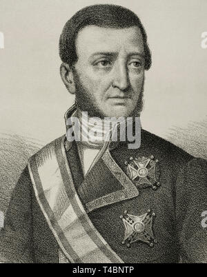 Cayetano Valdés y Flores Bazan (1767-1835). Marine et l'armée espagnole. Commandant de la marine espagnole. Dessin de Berr. La lithographie. Portrait, détail. Cronica General de España, Historia Ilustrada Descriptiva y de sus Provincias. Andalousie, 1867. Banque D'Images