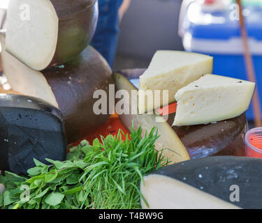 Divers de mouton et de chèvre Fromages bio plein air libre Banque D'Images
