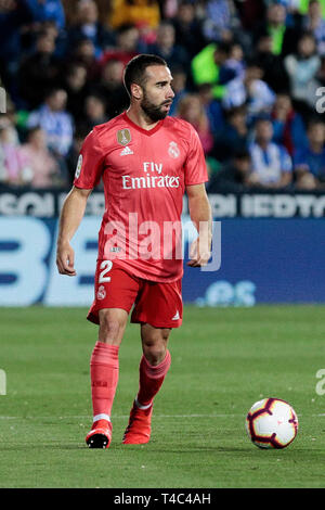 Dani Carvajal du Real Madrid au cours de la Liga match entre CD Leganes et Real Madrid au stade de Butarque à Martorell, Espagne. Score final : CD Leganes 1 - Real Madrid 1. Banque D'Images