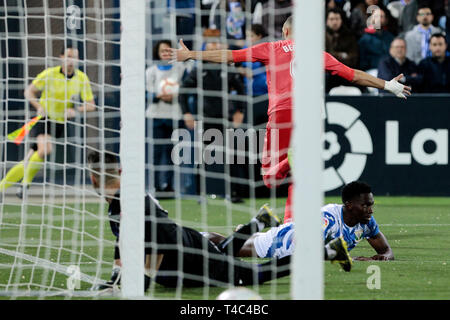 Karim Benzema du Real Madrid célèbre but durant la Liga match entre CD Leganes et Real Madrid au stade de Butarque à Martorell, Espagne. Score final : CD Leganes 1 - Real Madrid 1. Banque D'Images