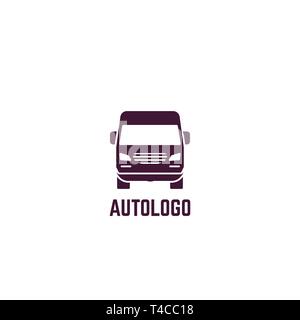 Logo du chariot. Vue avant du camion de livraison. Style Silhouette vector illustration. Transport de véhicules et de bannière. Service de livraison et d'ouverture. Mi Illustration de Vecteur