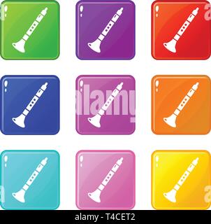 Trompette icons set 9 couleurs Illustration de Vecteur