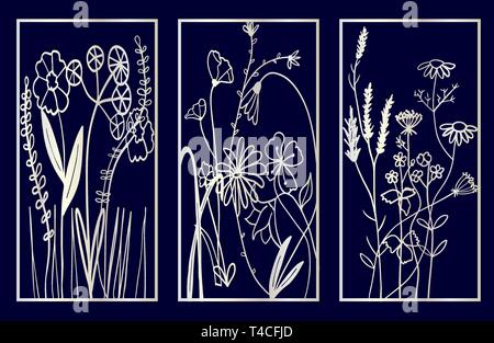 Ensemble de panneaux décoratifs Coupé au laser. Illustration de Vecteur