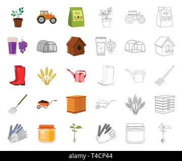 ,Accessoires,agriculture,rucher nichoir,boots,peut,caricature,contours,Culture,collection,design,oreilles,agriculture,ferme,jardin,raisin,gants,,gris,serre,miel,horticulture,illustration,icône,isolé,jus,terrain,logo,moulin,fourche,plantes,caoutchouc,set,graines,outils,signe symbole,tracteur,arrosage,web,blé,brouette,vecteurs vecteur , Illustration de Vecteur