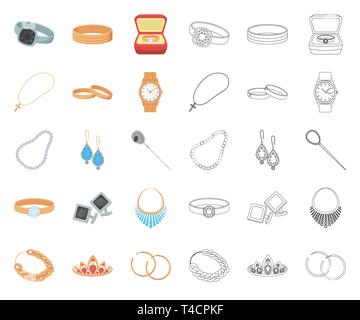 Bijoux et accessoires cartoon,contours icônes de collection set design pour décoration.symbole vecteur illustration de stock. Illustration de Vecteur