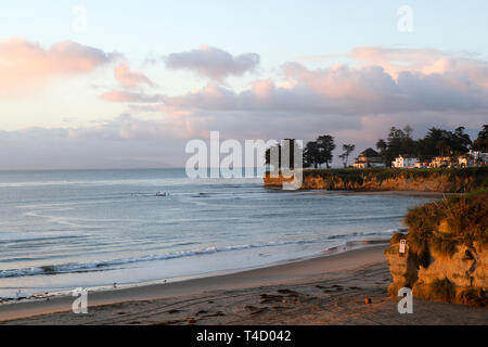 Le coucher du soleil, Plage Cowell, Santa Cruz, California, United States Banque D'Images