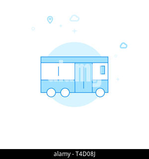 Bus navette Télévision Icône. Ville, les transports publics urbains, l'illustration. Lumineux de Style. Design Monochrome bleu. Banque D'Images
