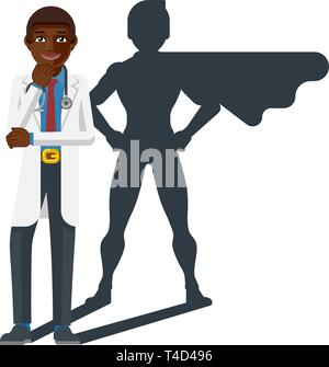 Jeune médecin Super Héros Cartoon Mascot Illustration de Vecteur