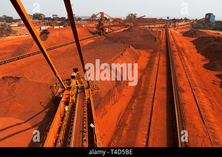 Opérations portuaires pour la gestion et le transport de minerai de fer. À partir de bac de récupération plus de bestiaux et nouvelle travaille alors à la jonction du réceptacle Butterfly House Banque D'Images