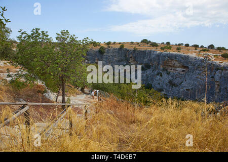 Le site archéologique de grotte de Raguse, Sicile, Italie Banque D'Images