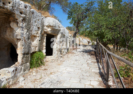 Le site archéologique de grotte de Raguse, Sicile, Italie Banque D'Images