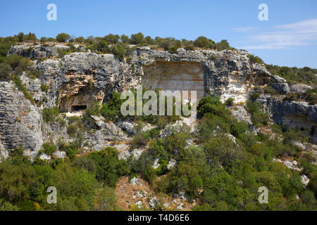 Le site archéologique de grotte de Raguse, Sicile, Italie Banque D'Images