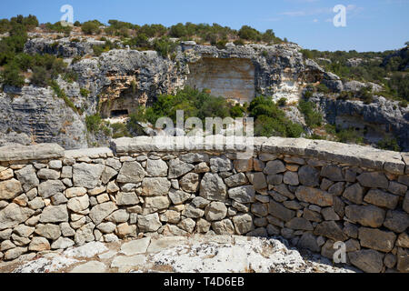 Le site archéologique de grotte de Raguse, Sicile, Italie Banque D'Images