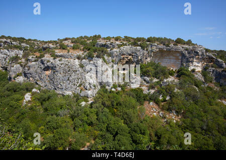 Le site archéologique de grotte de Raguse, Sicile, Italie Banque D'Images