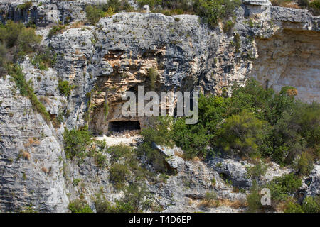 Le site archéologique de grotte de Raguse, Sicile, Italie Banque D'Images