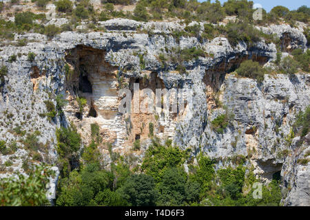 Le site archéologique de grotte de Raguse, Sicile, Italie Banque D'Images