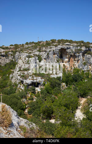 Le site archéologique de grotte de Raguse, Sicile, Italie Banque D'Images