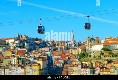 Cable car dans la vieille ville de Porto avec. Portugal Banque D'Images