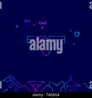 Les slips hommes Illustration Ligne. Vêtements, Vêtements, porter l'icône de dégradé ou un symbole, signe. Fond bleu foncé. Bordure inférieure connexes. Banque D'Images