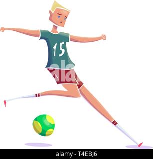 Hand Drawn Cartoon exécutant joueur de football avec le ballon. Vector Illustration de Vecteur