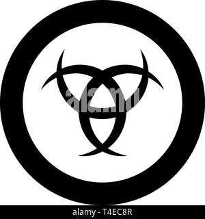 Horn odin odin Triple corne de l'icône dans cercle couleur noir style télévision illustration vectorielle simple image Illustration de Vecteur