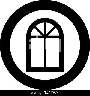 Le cadre de la fenêtre semi-rondes en haut de la fenêtre de l'icône Arch cercle couleur noir style télévision illustration vectorielle simple image Illustration de Vecteur
