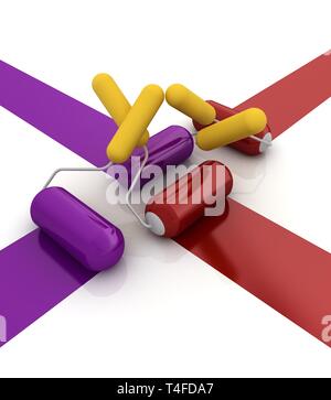 Brosses rouleaux 3d Banque D'Images