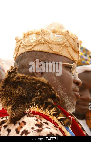 Festival vaudou à Ouidah, Bénin. Rois que d'être une partie et d'invités spéciaux lors des festivités. Banque D'Images