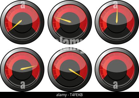 Ensemble de l'indicateur rouge pour voiture ou électricité ou termometers, vector illustration Illustration de Vecteur