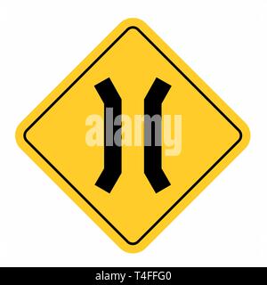 Pont étroit road sign Illustration de Vecteur