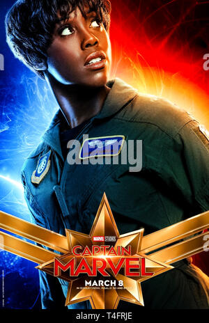 Capitaine Marvel (2019) dirigé par Anna Boden et avec Lashana Lynch comme Maria Rambeau. Carol Danvers, pilote de l'USAF, devient l'un des superhéros les plus puissants de l'univers. Banque D'Images