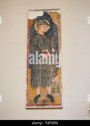 Todi Ombrie Italie Italia, l'intérieur cathédrale Santa Maria Annunziata" aussi appelé "antissima Annunziata della Duomo. Ancien fragment de fresque à l'intérieur Banque D'Images