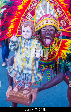 Participant au Festival Dinagyang à Iloilo Philippines Banque D'Images