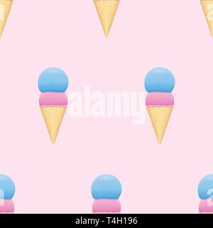 Crème glace motif transparent sur fond rose. Illustration de Vecteur