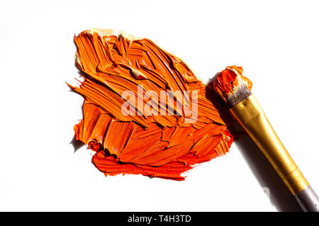 La peinture à l'huile d'orange et de broussailles sur fond blanc Banque D'Images
