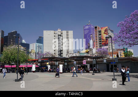 Insurgentes Métro Plaza (Glorieta de los Insurgentes) pour le Métrobus et Metro train s'arrête dans la ville de Mexico, Mexique Banque D'Images