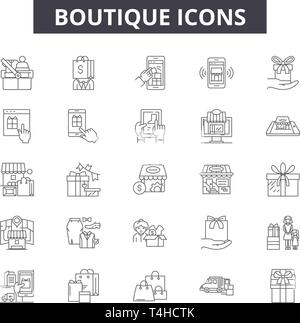 Icônes de ligne de caractère, signes, vecteur. Résumé du concept Boutique boutique : illustration,business,magasin,desale Illustration de Vecteur