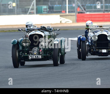 Neil Davies, Simon Arscott, Bentley 4½ litre Blower, Benjafield, 100 100 ans d'avril 2019, Bentley, Silverstone, Northamptonshire, Angleterre, circui Banque D'Images