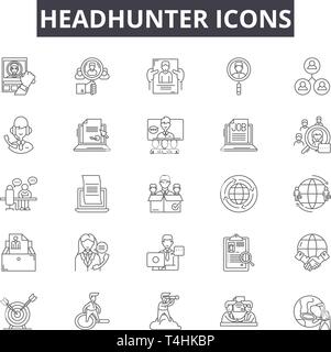 Icônes de ligne de Headhunter, signes, vecteur. Résumé du concept de Headhunter : illustration,business,Travail,recrutement,de l'headhunting,people,carrière,l'équipe Illustration de Vecteur