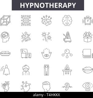L'hypnothérapie, signes d'icônes de lignes défini, vecteur. L'hypnothérapie résumé du concept illustration : l'hypnothérapie,hypnose,ligne,psychologie,spirale Illustration de Vecteur